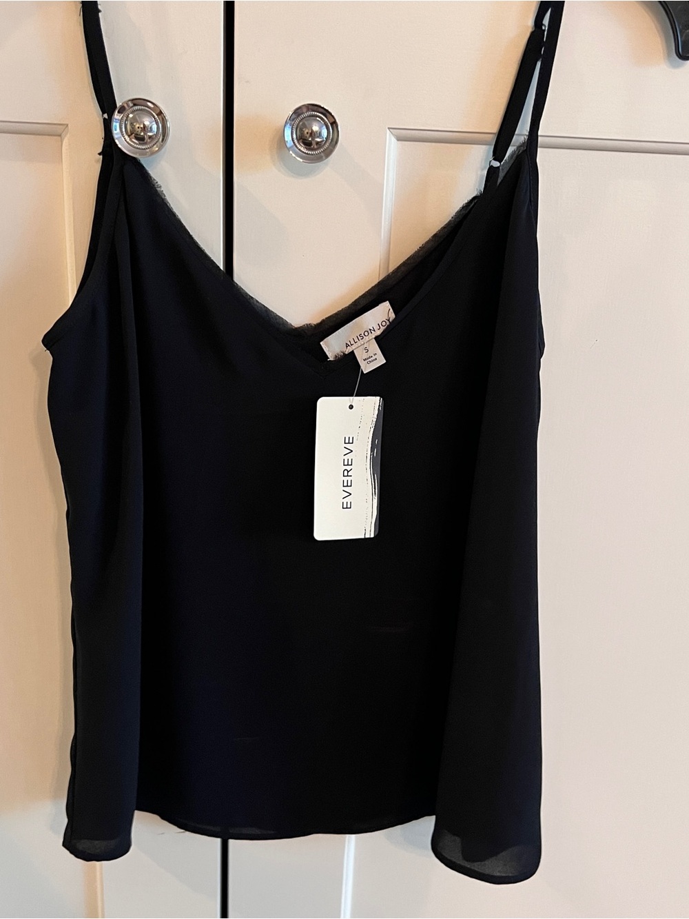 Evereve Black Allison Joy Chiffon Trim Cami-small